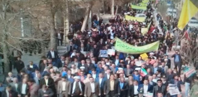 حضور با شکوه مردم در راهپیمایی ۲۲ بهمن در شهرکوهنانی+فیلم
